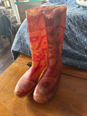 Roma Women’s Floral Waterproof Rain Boots - Pink Multi Mud Season